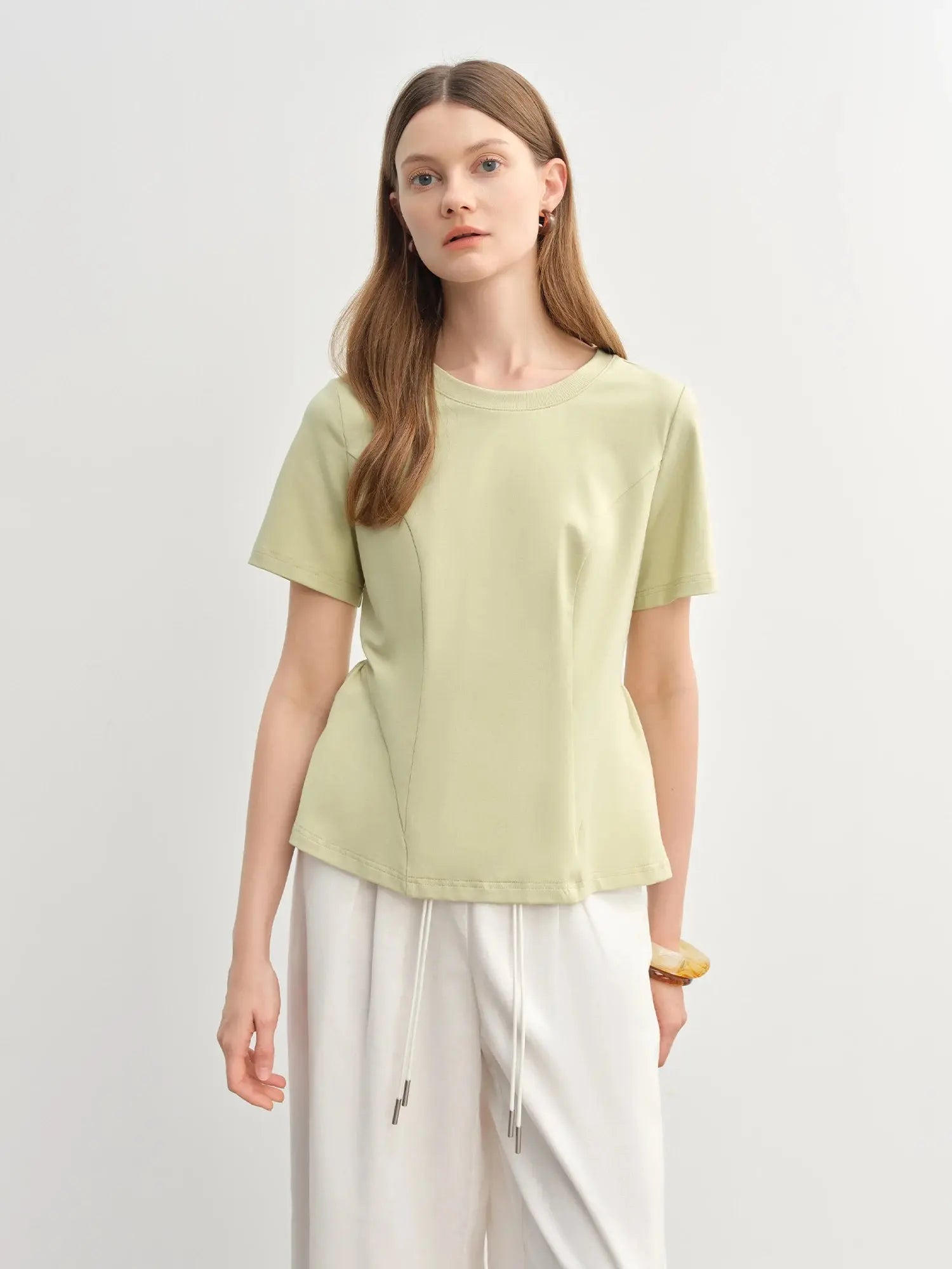Plus Size Slimming Princess T-Shirt with Curved Hem
