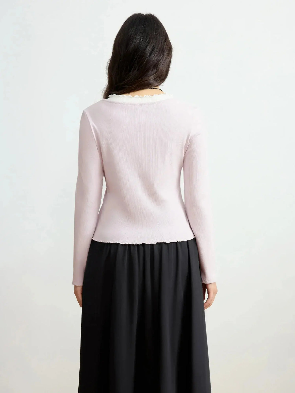 Plus Size Ruffled Faux Two-Piece Knit Top