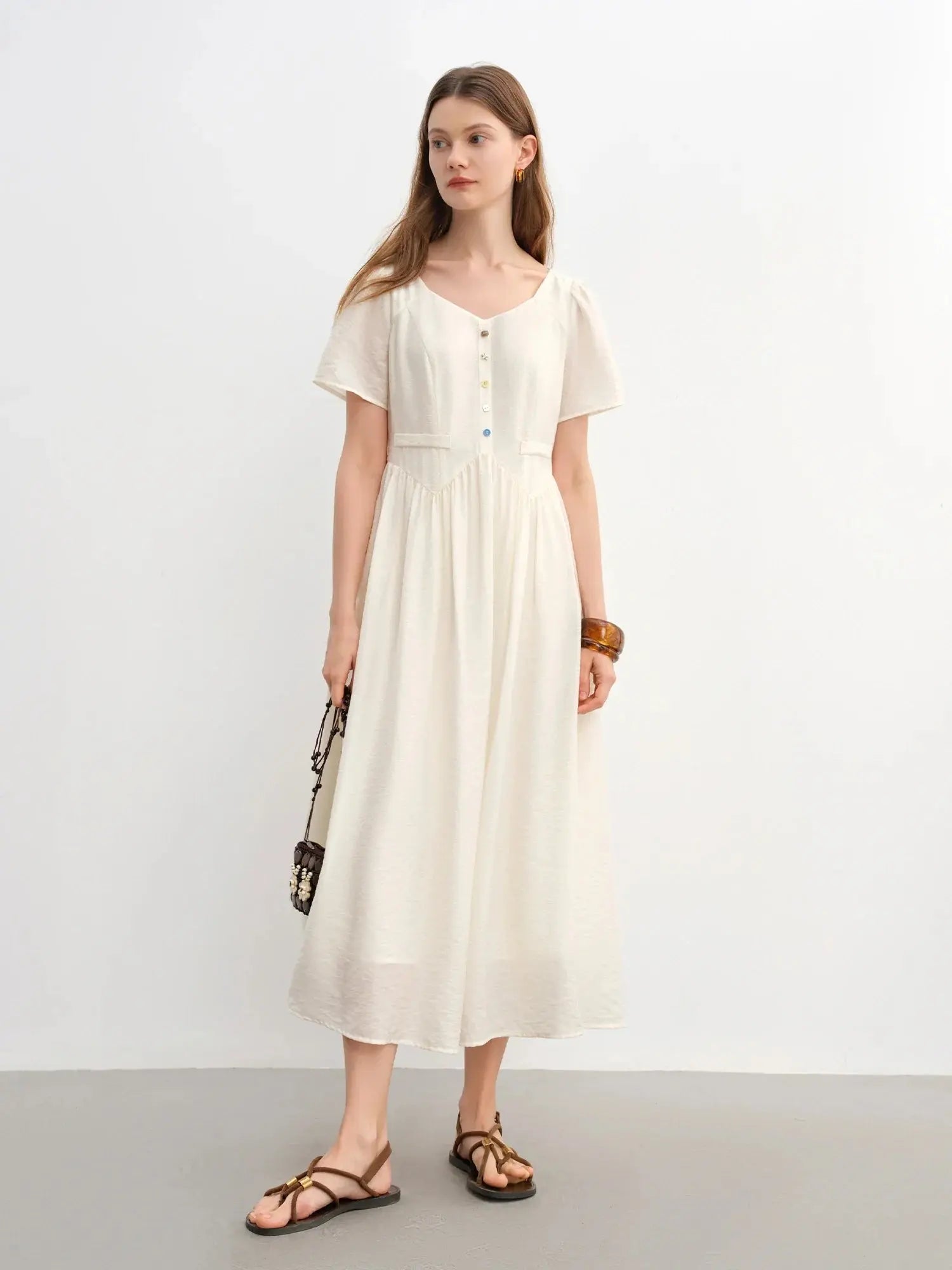 Vibrant Button-Down Style in White Sand & Sea Salt