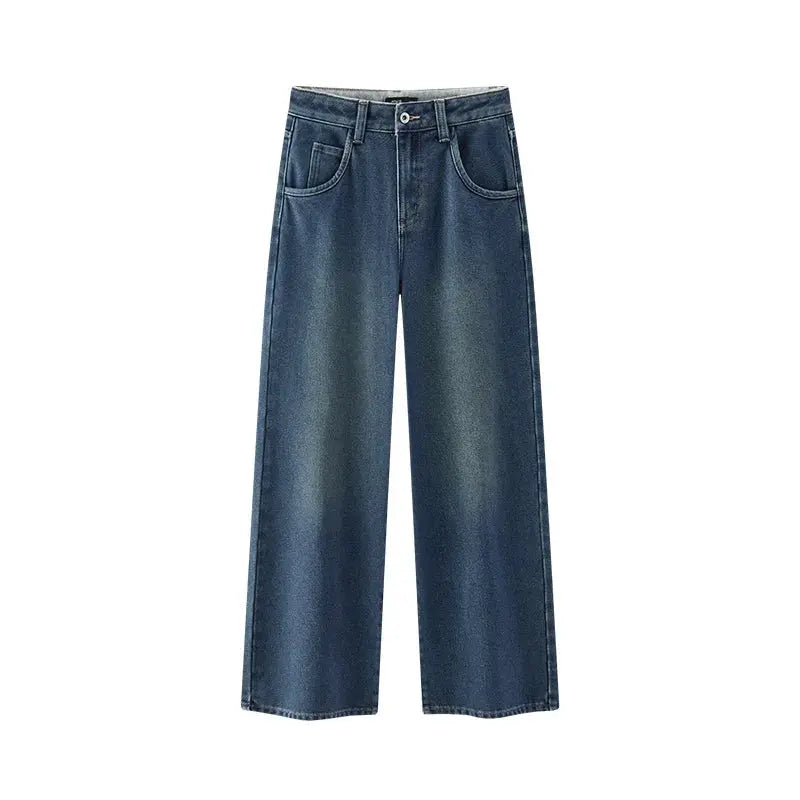 High Waist Fleece Lined Wide Leg Jeans