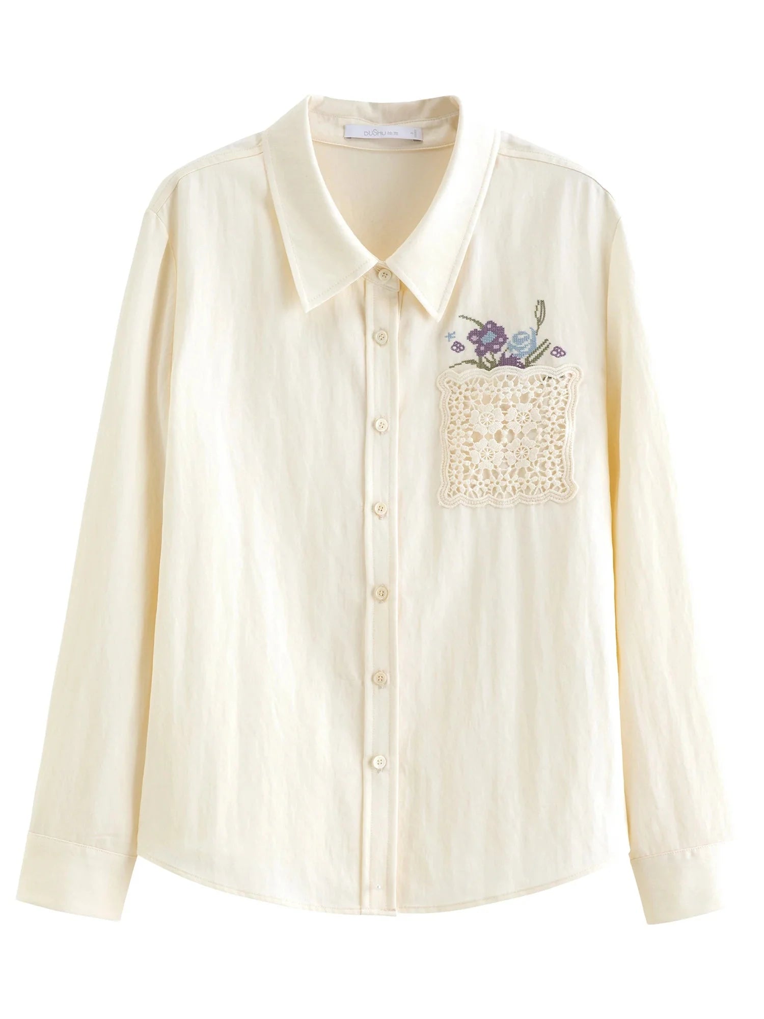 French Lace Embroidered Blouse Chic Cottagecore Shirt