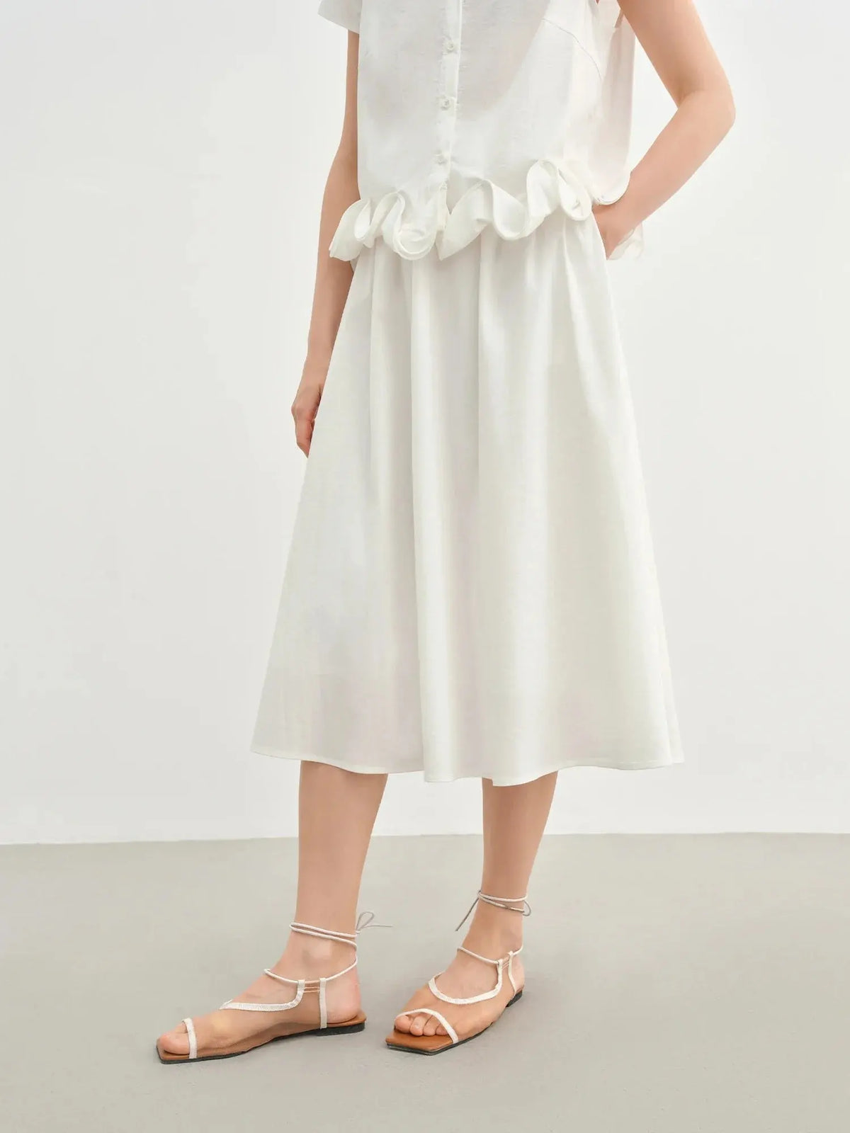 Sophisticated Ruffled Summer Two-Piece Set