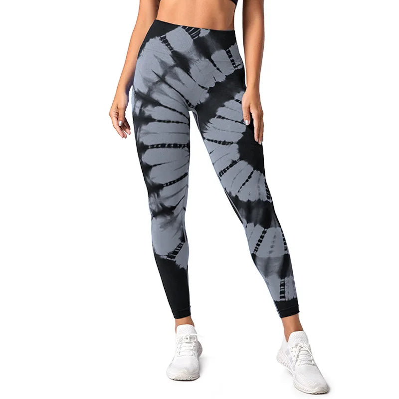 New Tie-Dye Seamless Yoga Leggings Breathable Gym High Waist Sports Leggings Women  Fitness Running Exercise Hip Lift Pants