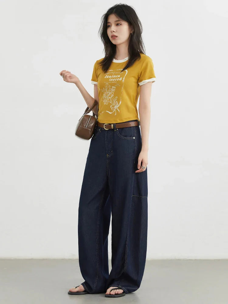 High Waist Split Hem Wide Leg Jeans Women’s Loose Denim
