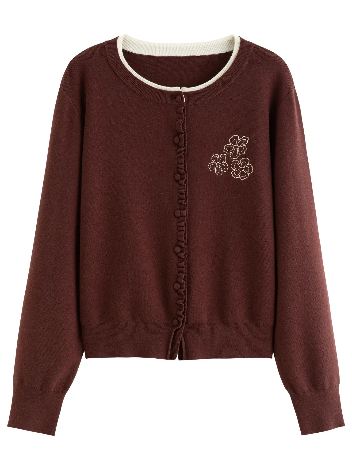 Vintage-Inspired Floral Ruffle Knit Top