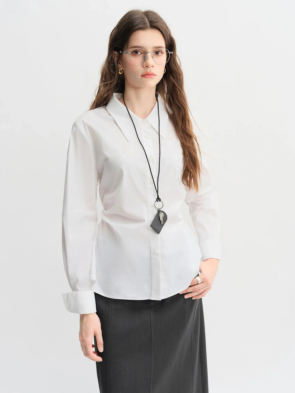 Women's 3-Color Pleated Shirt & A-Line Skirt Set Autumn Suit
