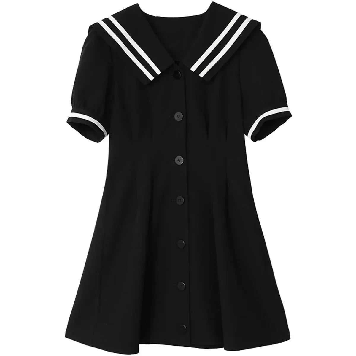 Black Navy Collar Dress Chic Office & Party Wear