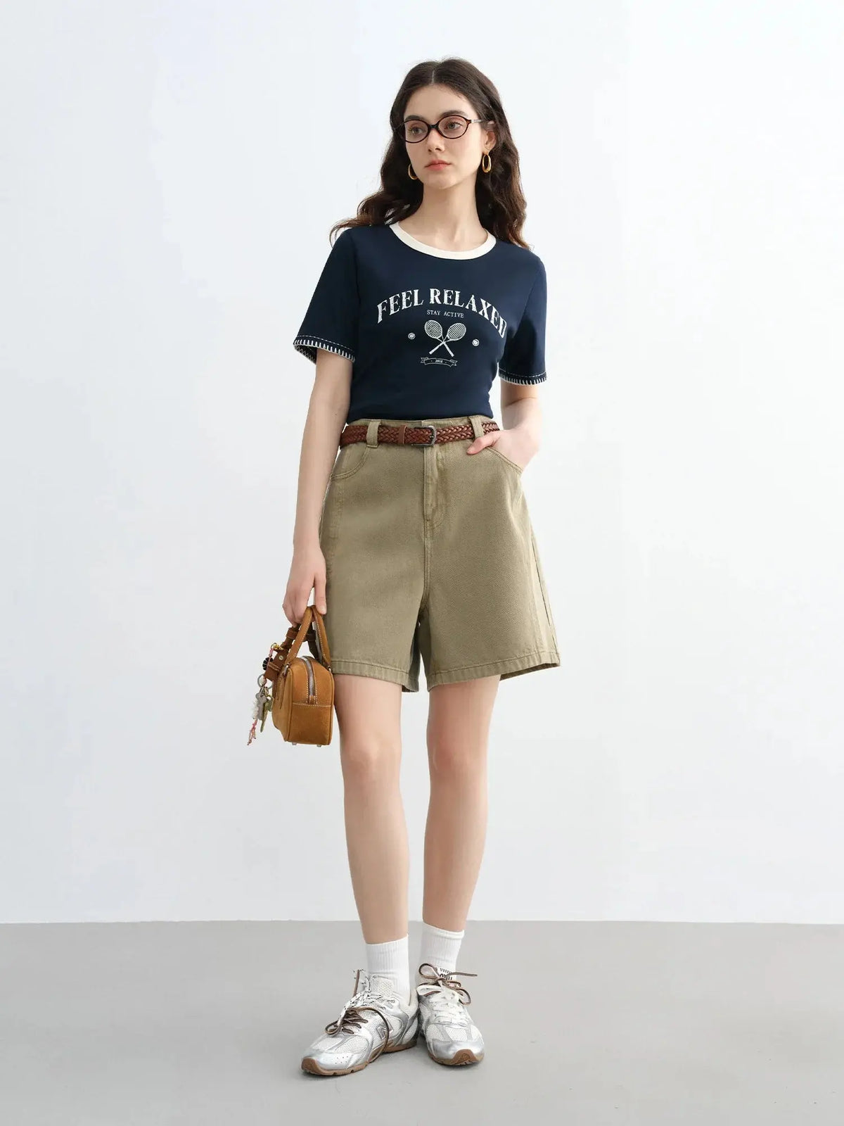Women's Summer Contrast-Stitch Cotton Tee