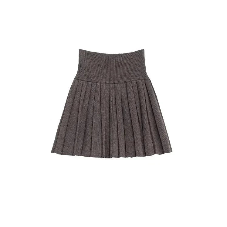 Women’s 3-Piece Knitted Skirt Set Pleated Cardigan Outfit