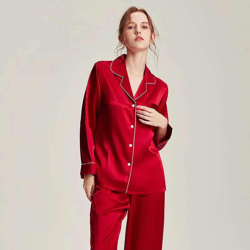 Real Silk Pajama Long Sleeve White Nightwear