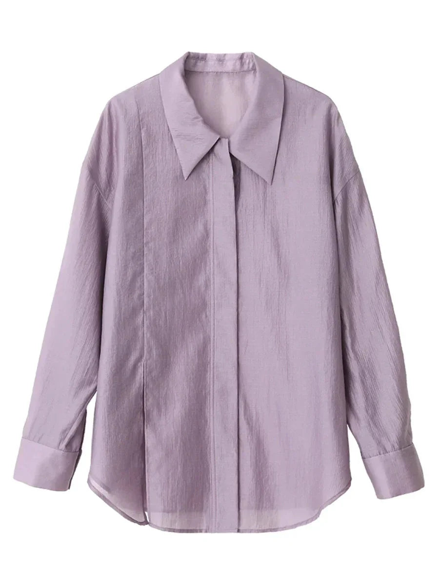 Thin Long Sleeve Shirt Loose Casual Summer Blouse