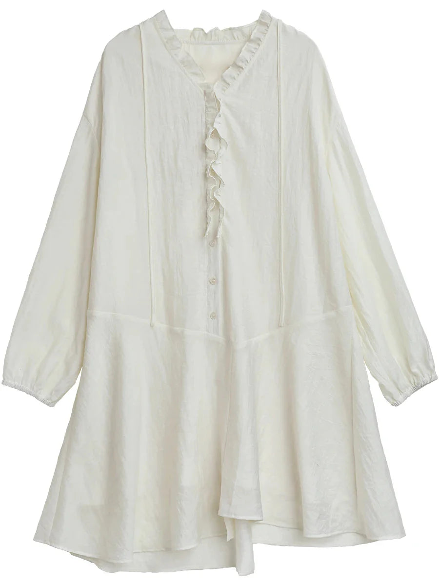 Women’s V-Neck Ruffled Long Sleeve Dress Casual