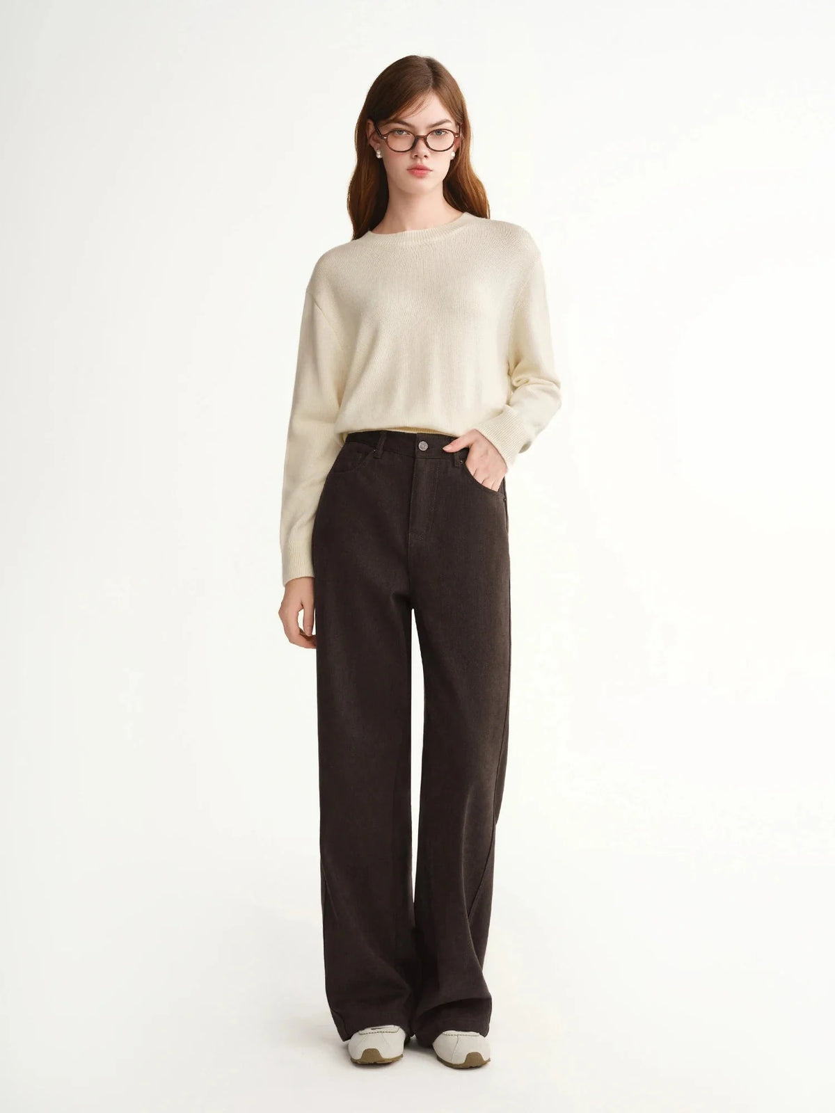 High Waist Wide Leg Pants Winter Office Trousers