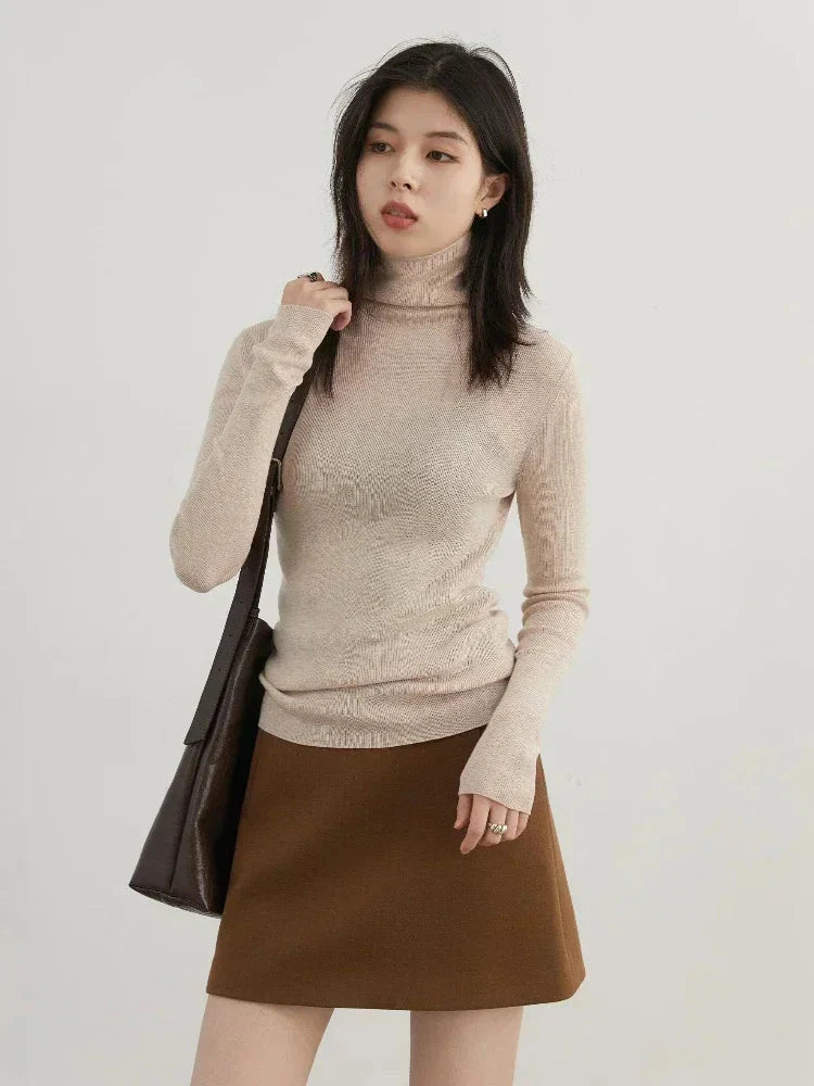 Slim Turtleneck Sweater Autumn Winter Knit Pullover