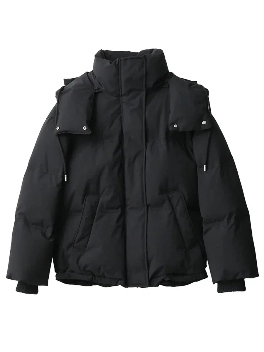White Duck Down Hooded Coat Warm Winter Overcoat
