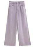 Multi-Color Wide-Leg Straight Jeans