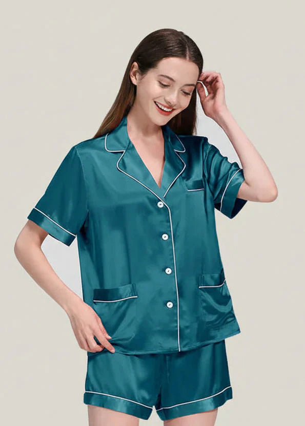 Plus Size Deconstructivist Real Silk Pajamas 2-Piece Set