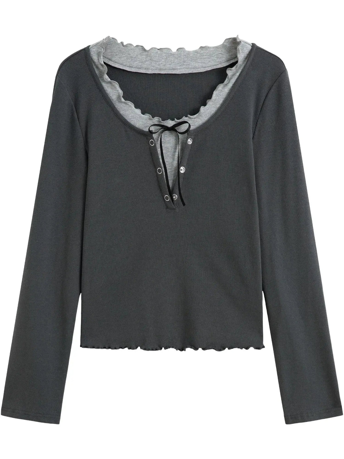 Plus Size Ruffled Faux Two-Piece Knit Top