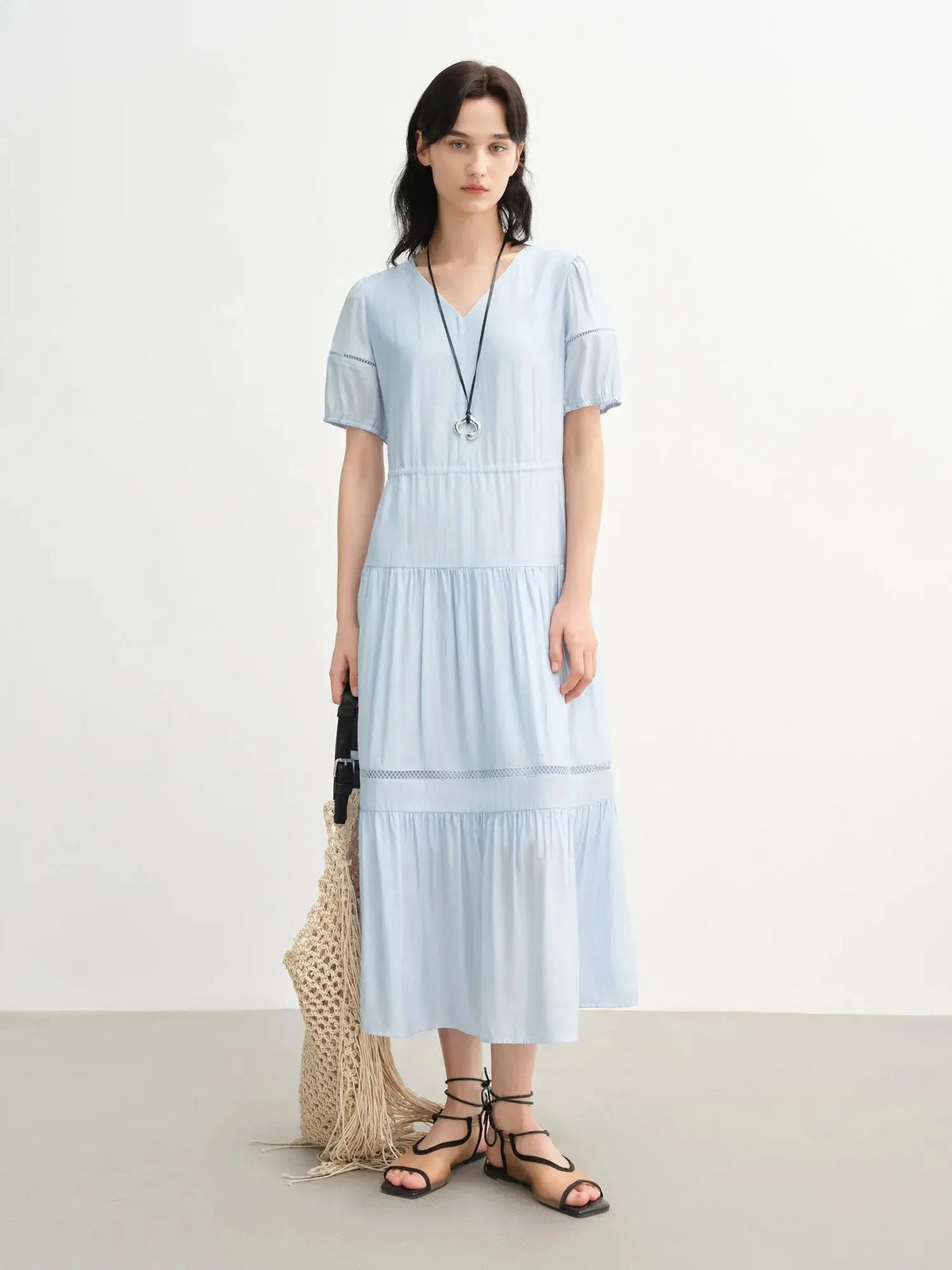 Breathable Linen Tiered Dress for a Flattering Curve