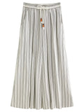 Minimalist Summer Drawstring Cotton-Linen Textured Trousers