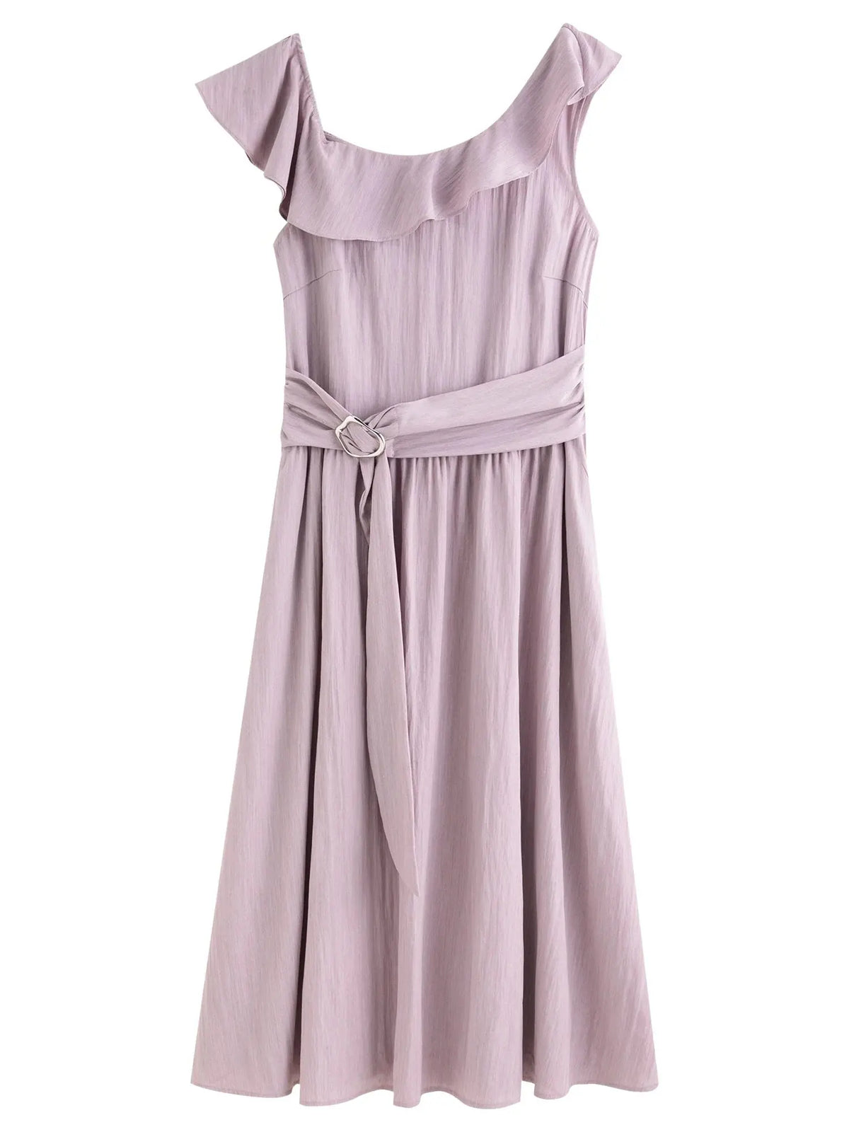 Lavender Ruffled Off-Shoulder Long Dress