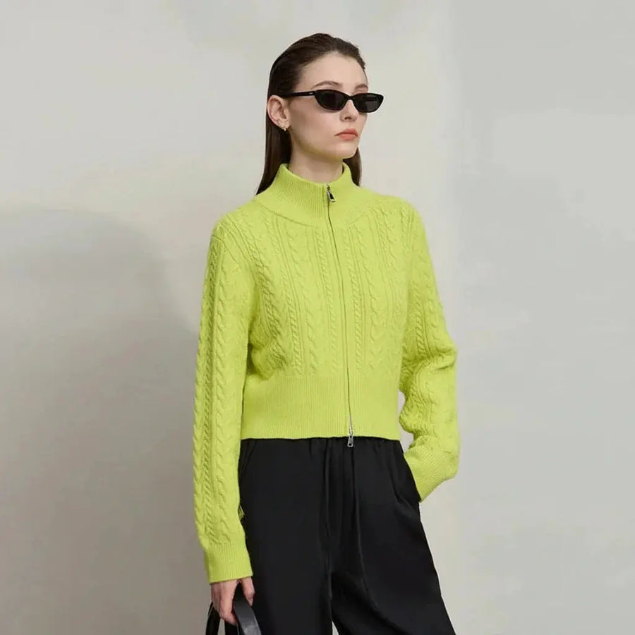 Minimalist High-Neck Zip Cardigan