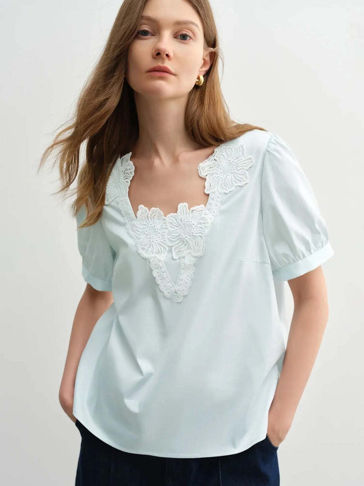 Embroidered Short Sleeve Plus Size Top