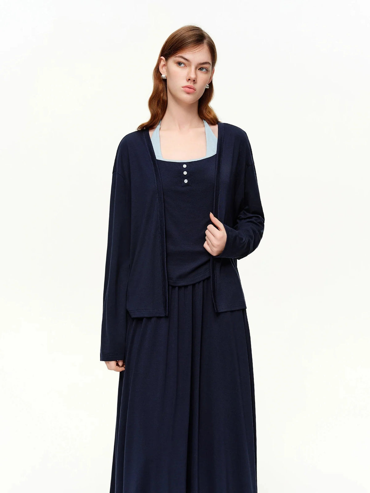 Spring 3-Piece Casual Skirt Suit Women's Color-Block Set