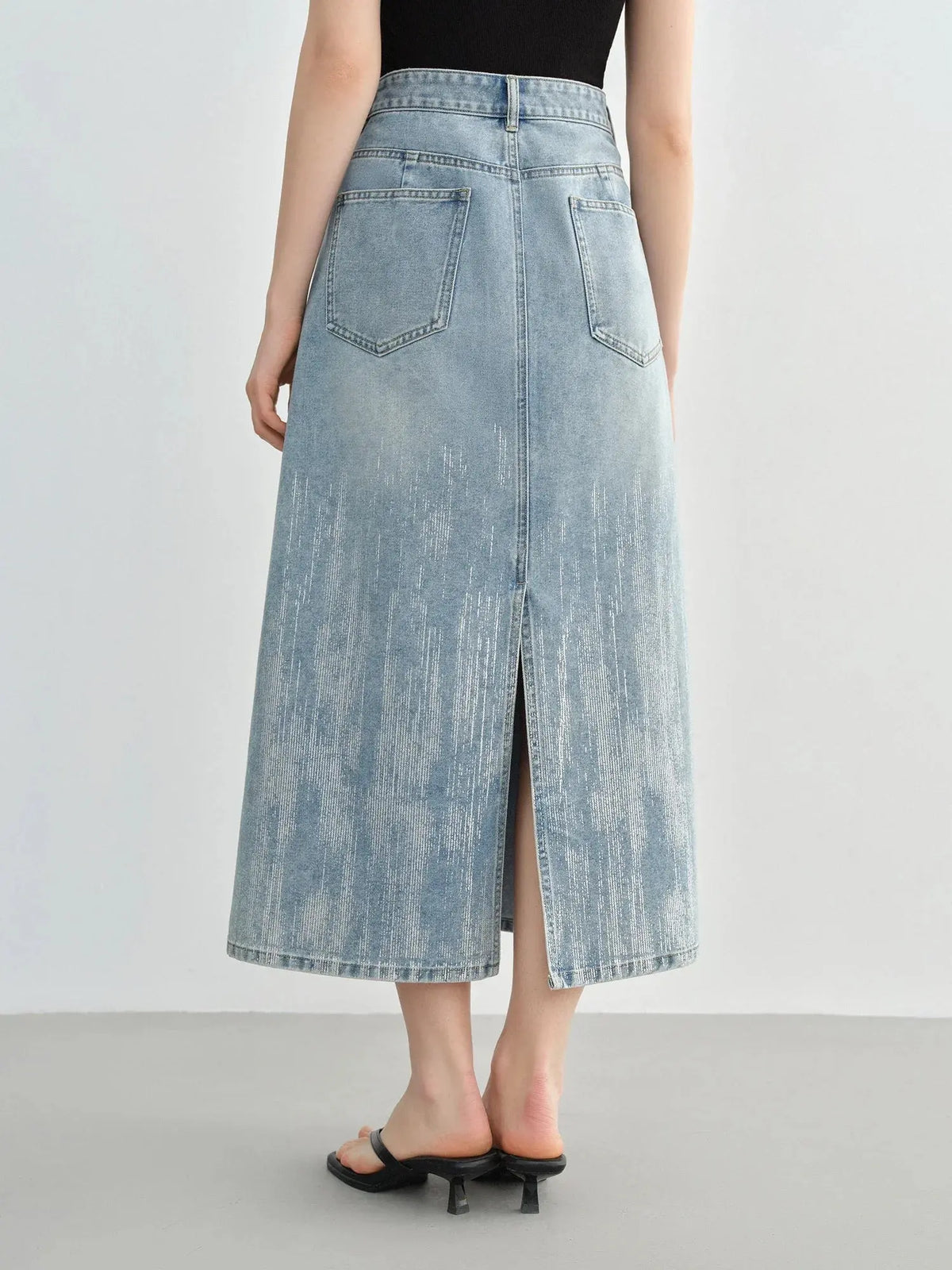 High-Waist Slimming Denim Skirt