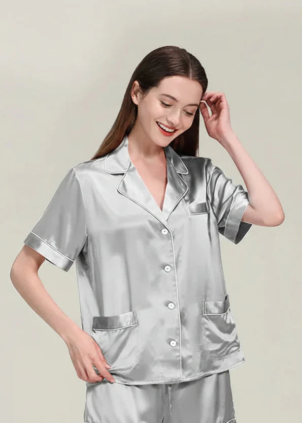 Plus Size Deconstructivist Real Silk Pajamas 2-Piece Set