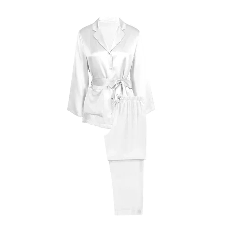 Women’s Mulberry Silk Button-Down PJs Diamond Trim Set