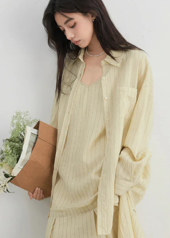 Women’s 2-Piece Striped Dress Set Casual Shirt & Camisole