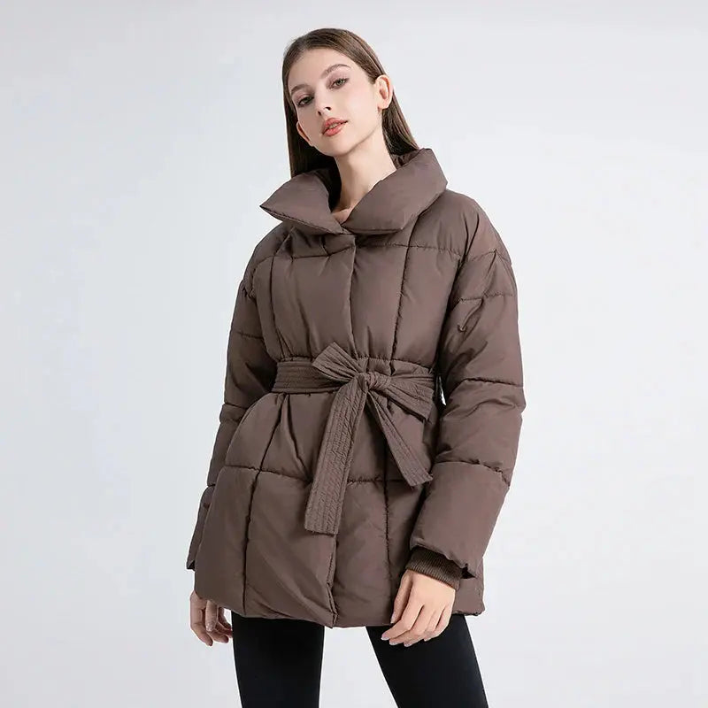 Turn-Down Collar Belted Parka