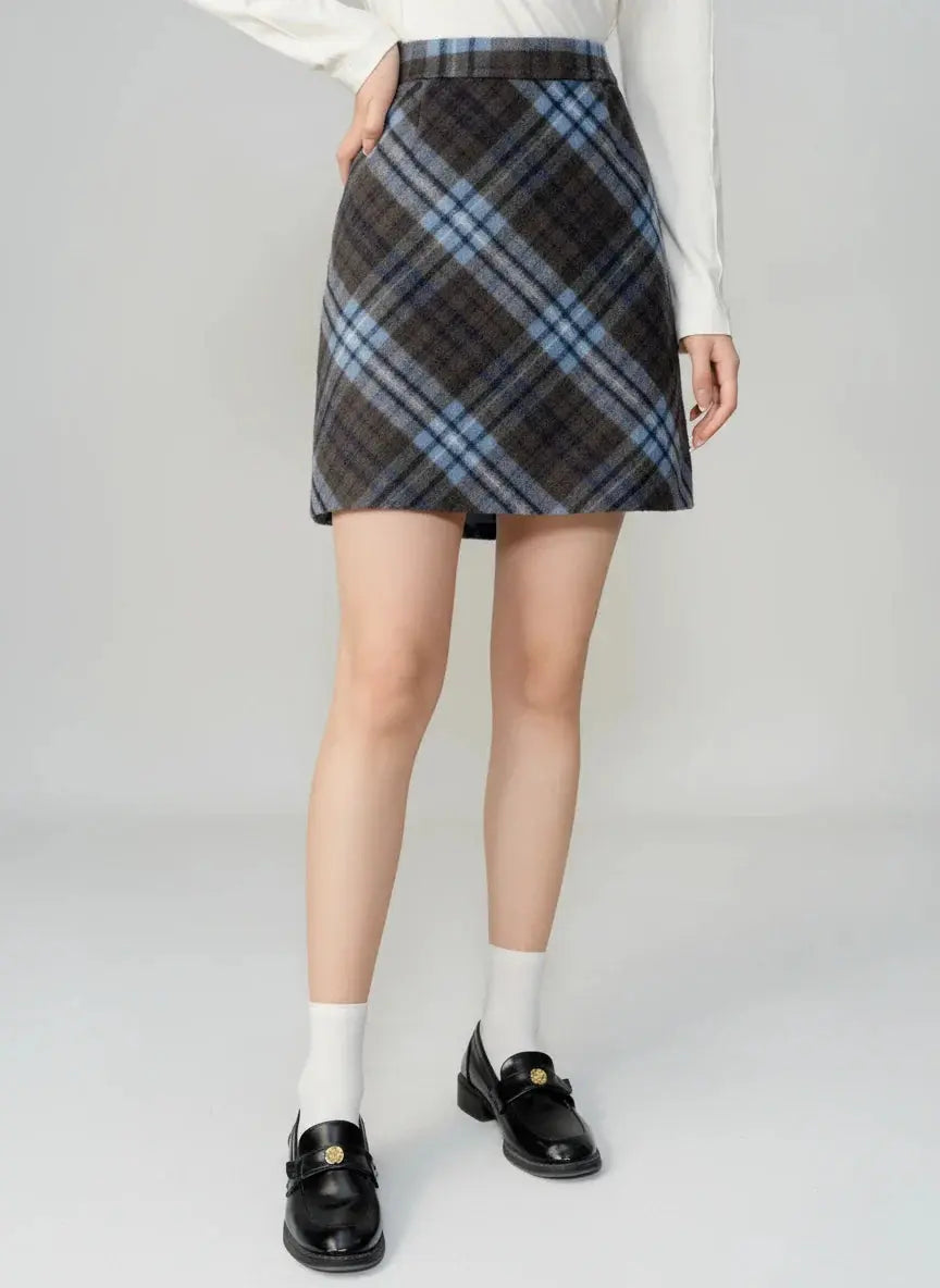 Winter Thicken Plaid Mini Skirt