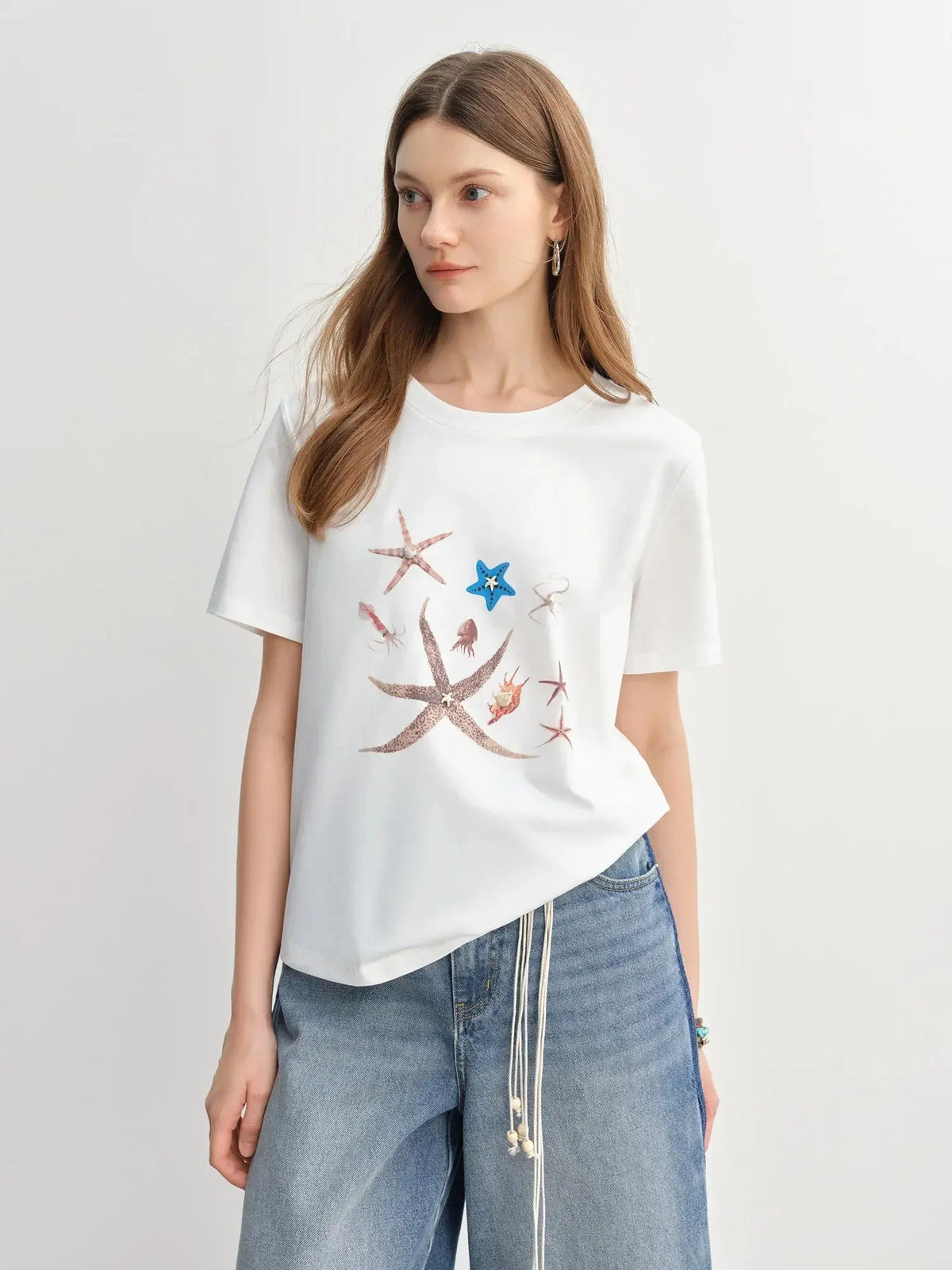 Women's Nautical Print Shell Tee Slim Fit