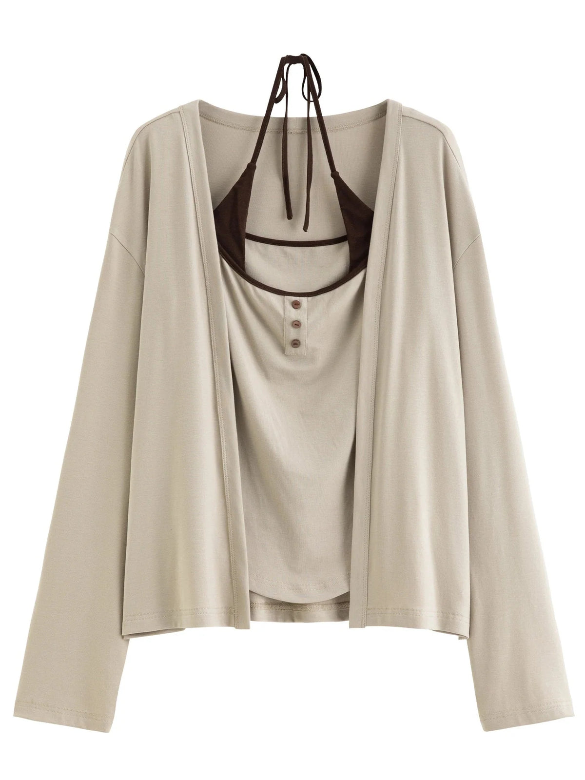 Spring 3-Piece Casual Skirt Suit Women's Color-Block Set