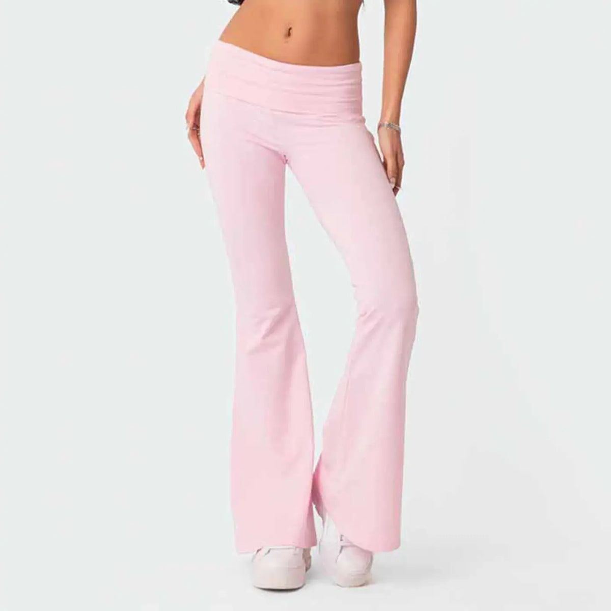 Solid Slim-Fit Flare Trousers