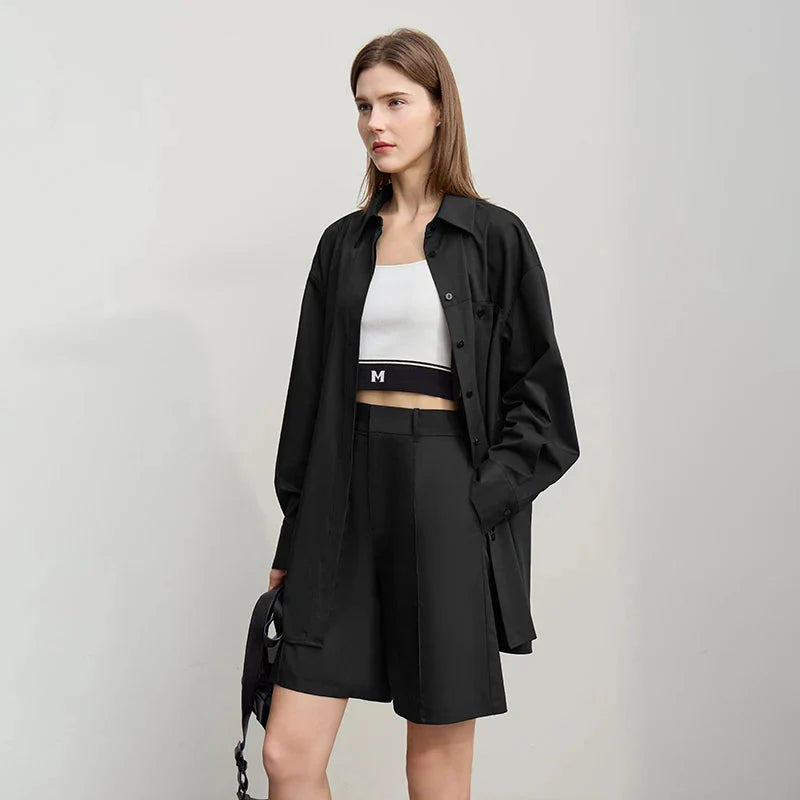 Women's Pleated Casual Shorts Loose Fit Five-Point Pants