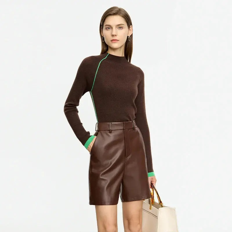 Minimalist Autumn Patchwork Pullover Sweater for Women