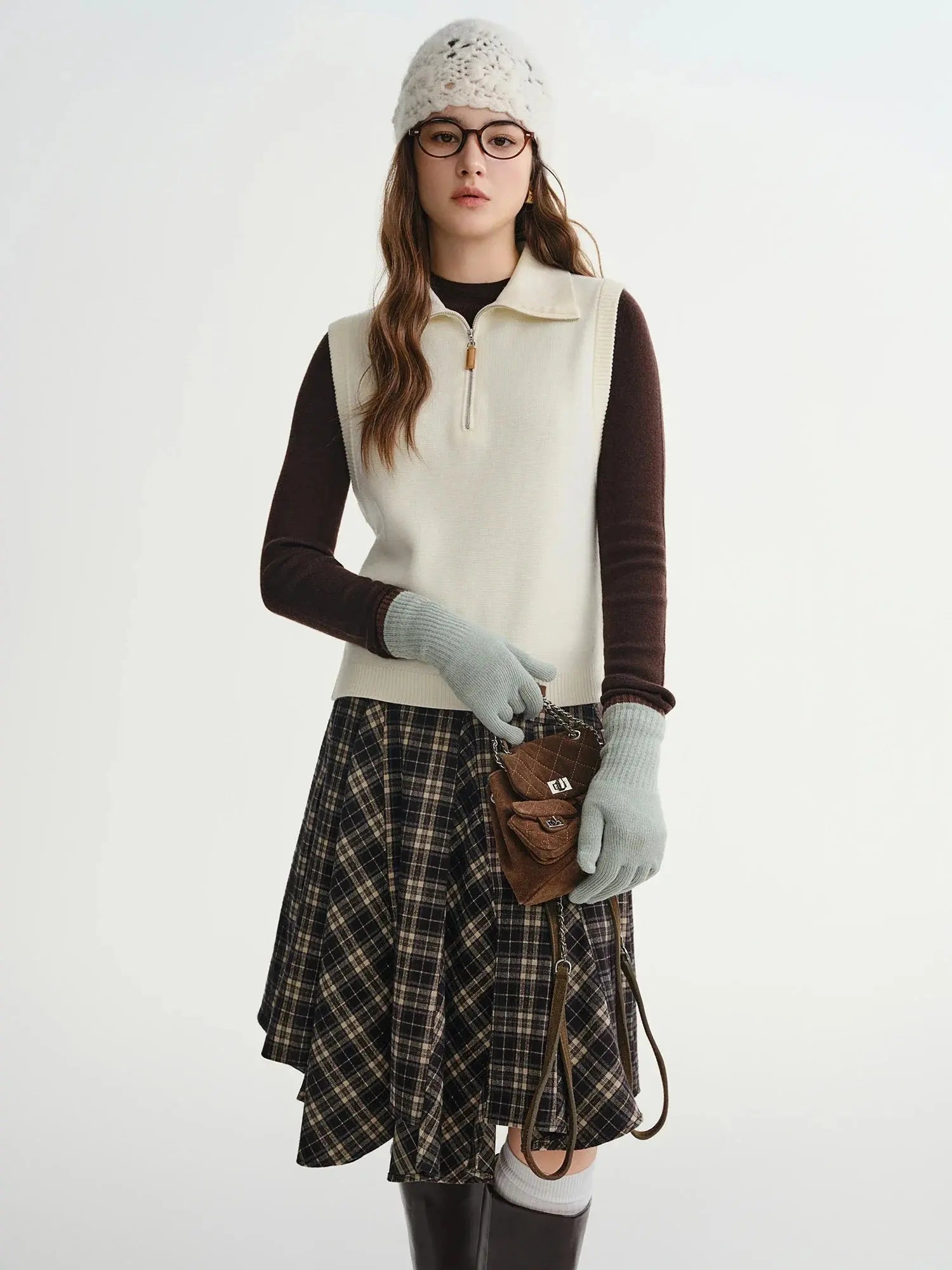 Lapel Collar Button-Up Knit Vest for Women
