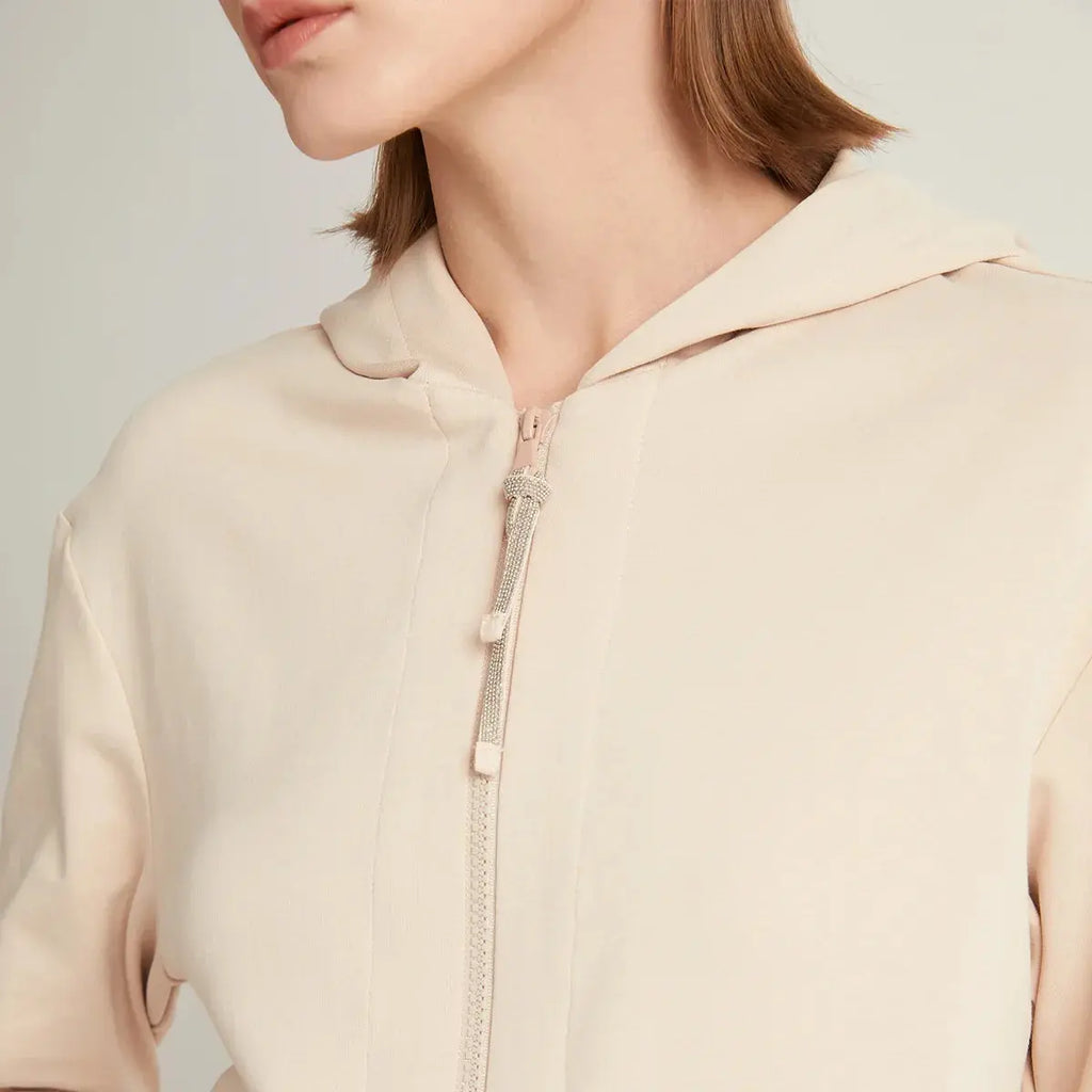 High Quality Cotton Cropped Zip Hoodie for Women