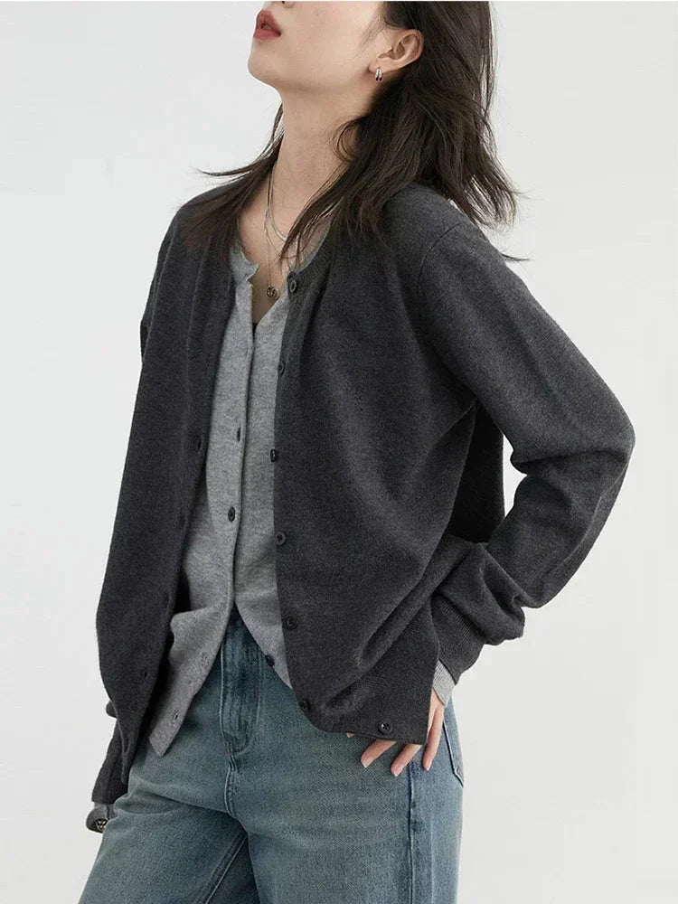 O-Neck Knit Cardigan Loose Single-Breasted Sweater