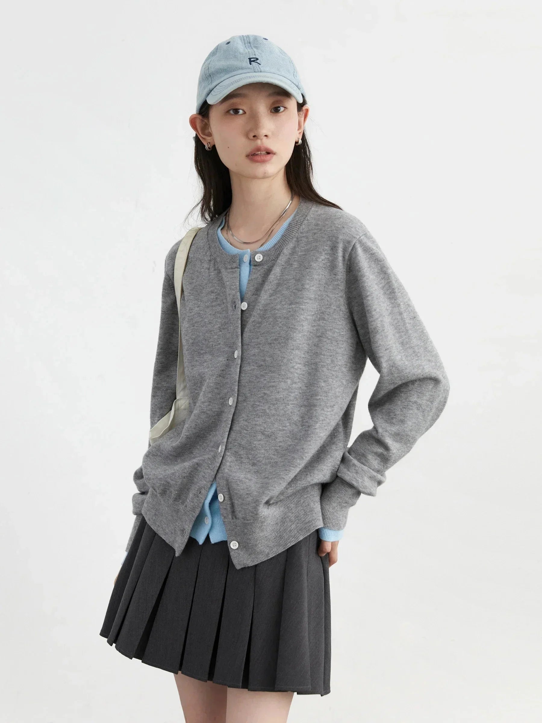 O-Neck Knit Cardigan Loose Single-Breasted Sweater