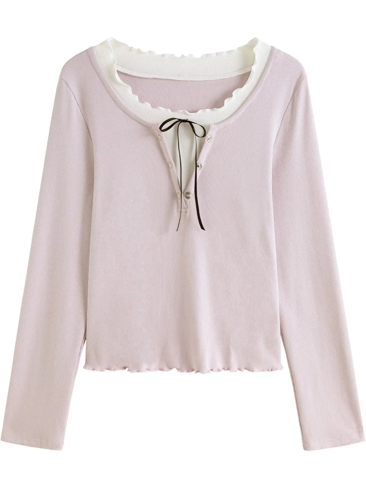 Plus Size Ruffled Faux Two-Piece Knit Top