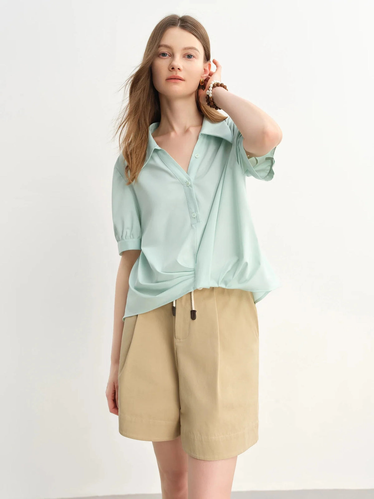 Plus Size Women’s Asymmetrical Pleated Shirt Stylish Blouse