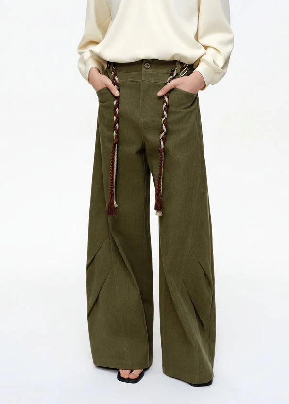 Women’s Retro Cargo Scimitar Pants Loose Cotton Trousers
