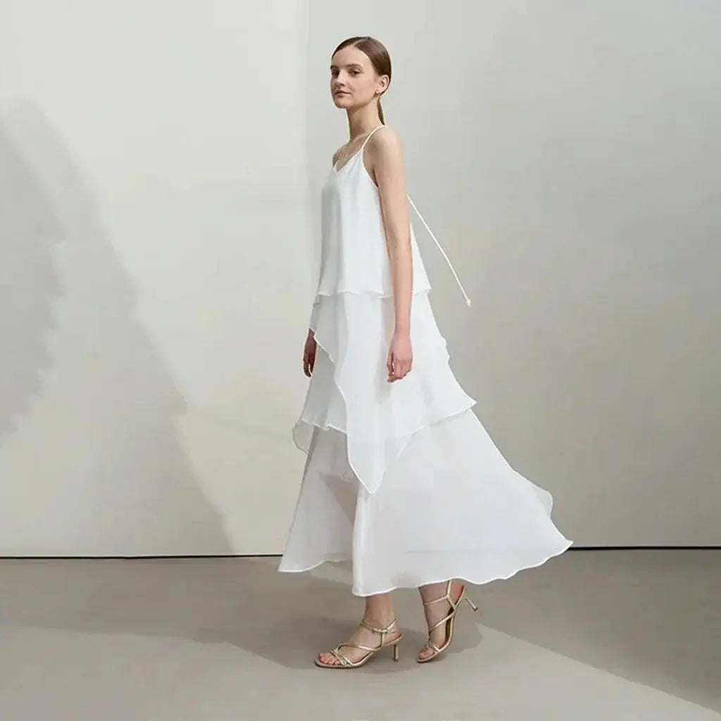 Autumn New Minimalist Layered Chiffon Dress