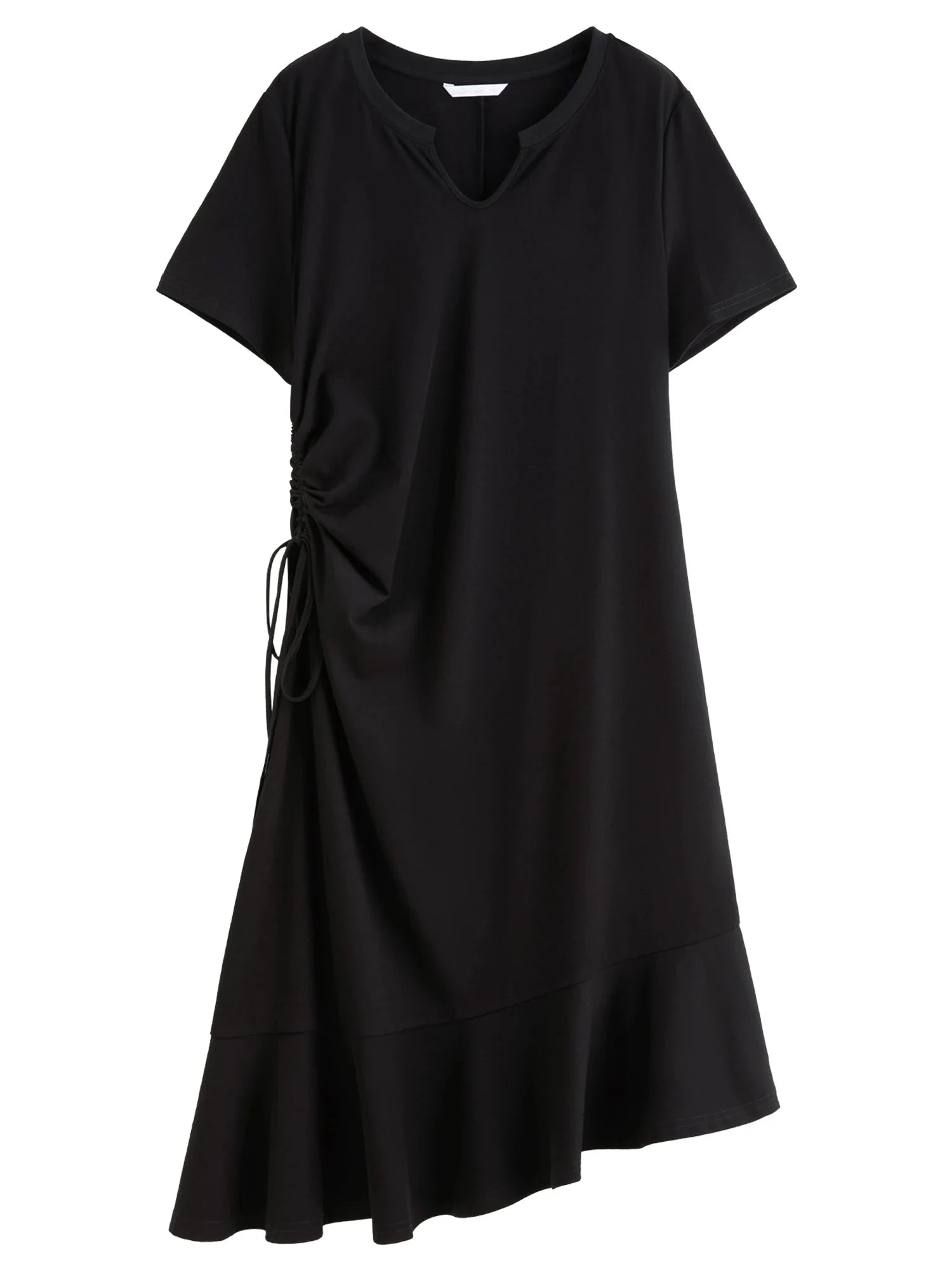 Drawstring A-Line Midi Dress Casual Summer Elegance