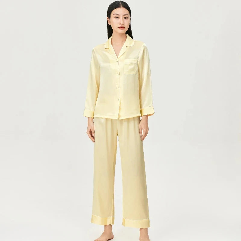 Women’s Mulberry Silk Pajama Set Long Sleeve Loungewear