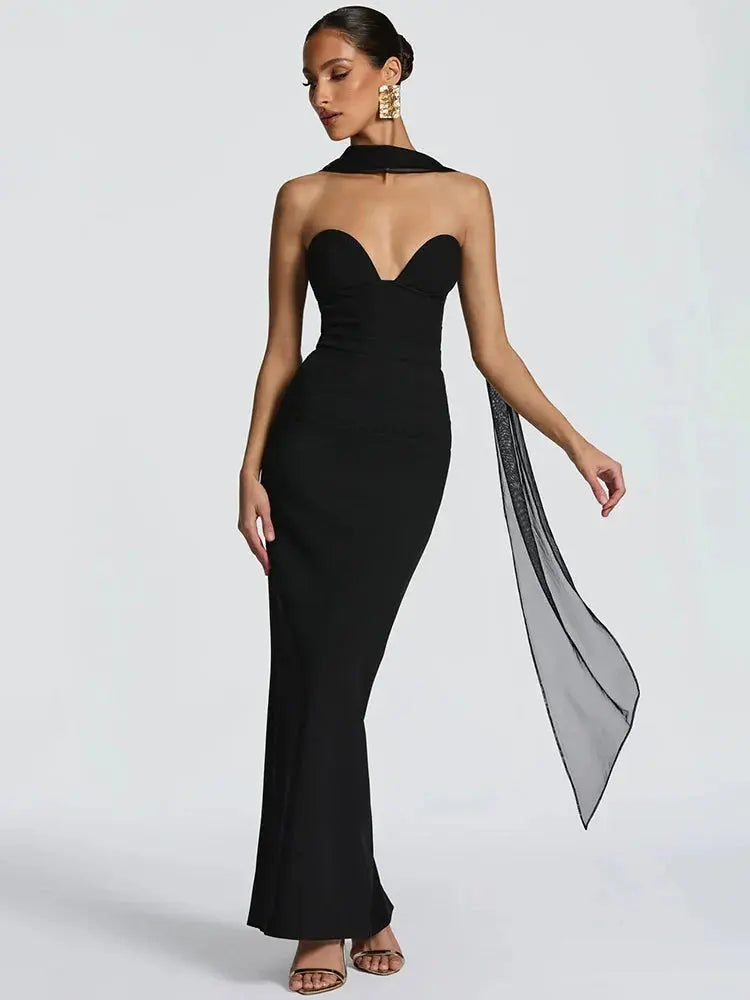 Halter Off-Shoulder Backless Bodycon Gown
